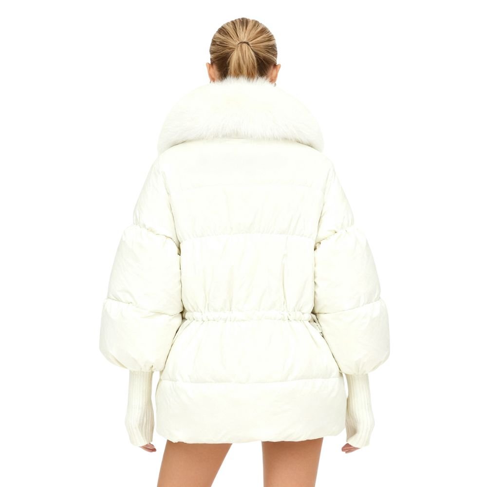 Doudoune Femme en Duvet à Col en Fourrure de Renard Véritable