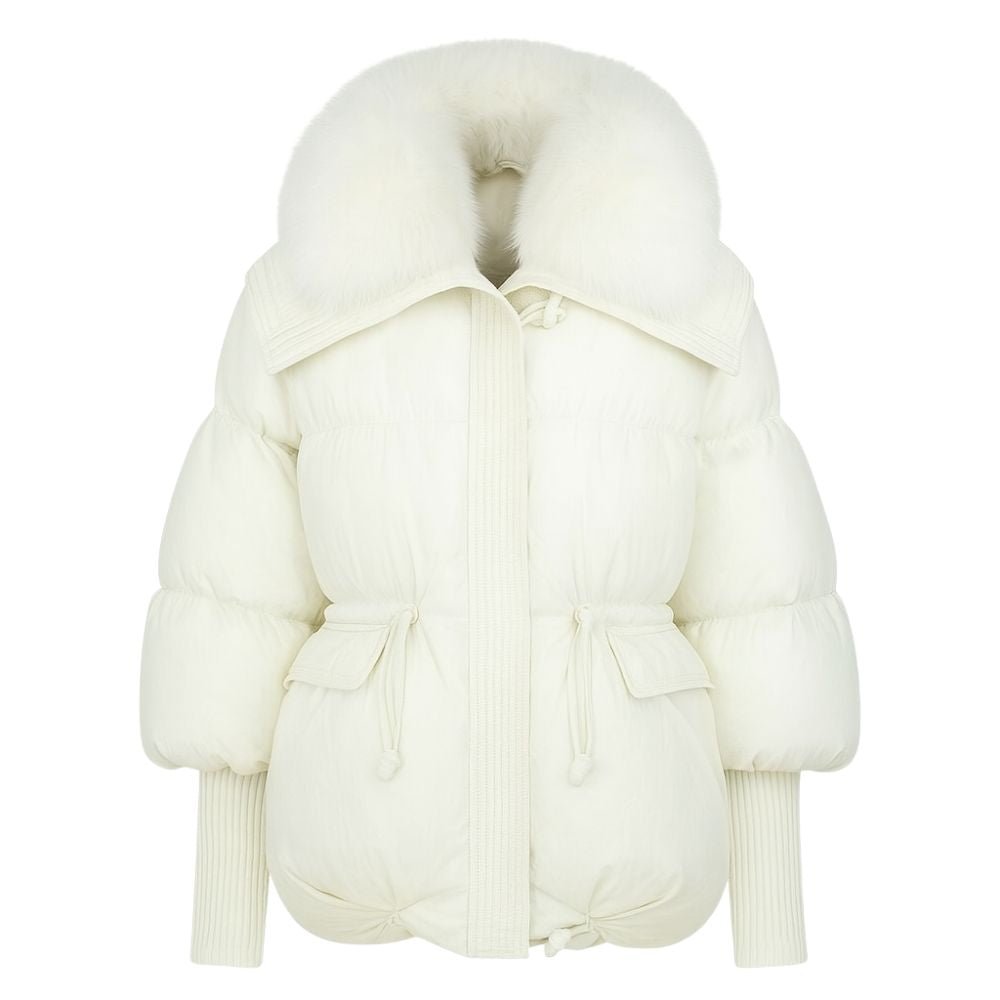 Doudoune Femme en Duvet à Col en Fourrure de Renard Véritable
