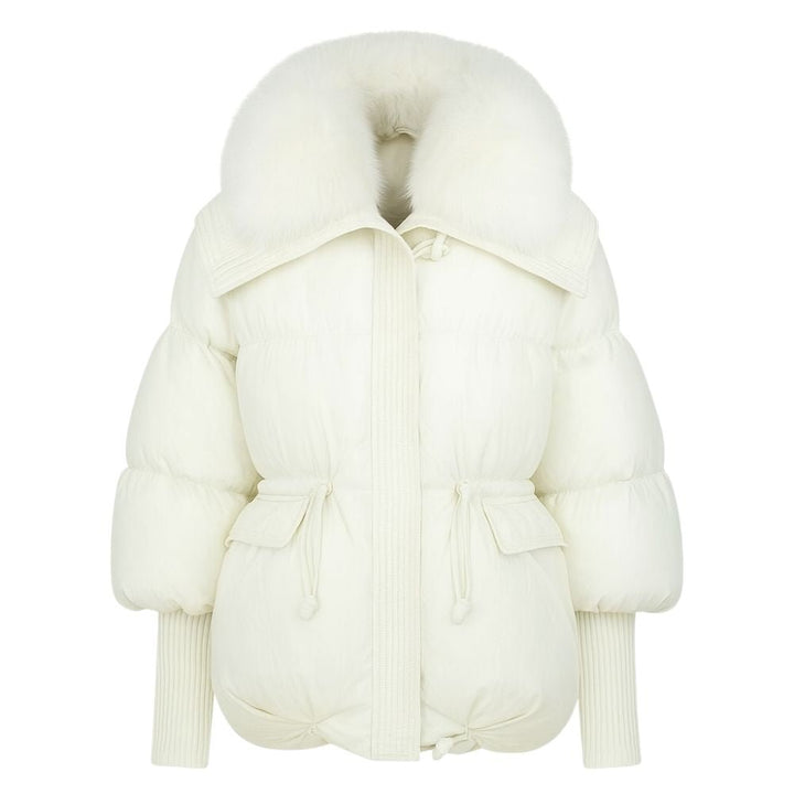 Doudoune Femme en Duvet à Col en Fourrure de Renard Véritable