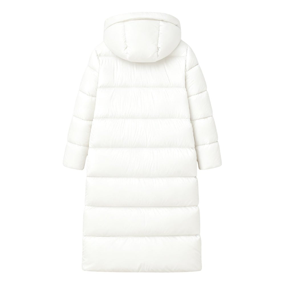 Cappotto lungo da donna in piumino con cappuccio
