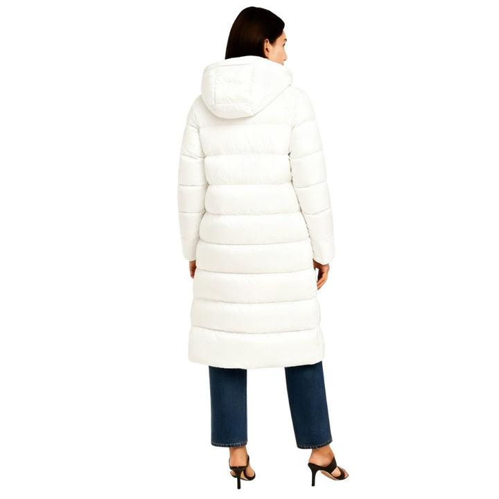 Cappotto lungo da donna in piumino con cappuccio