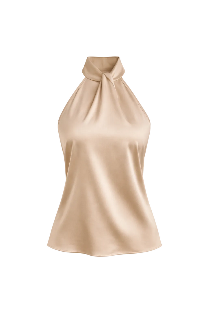 Leah | Blouse dos nu en satin pour femme | Moderne