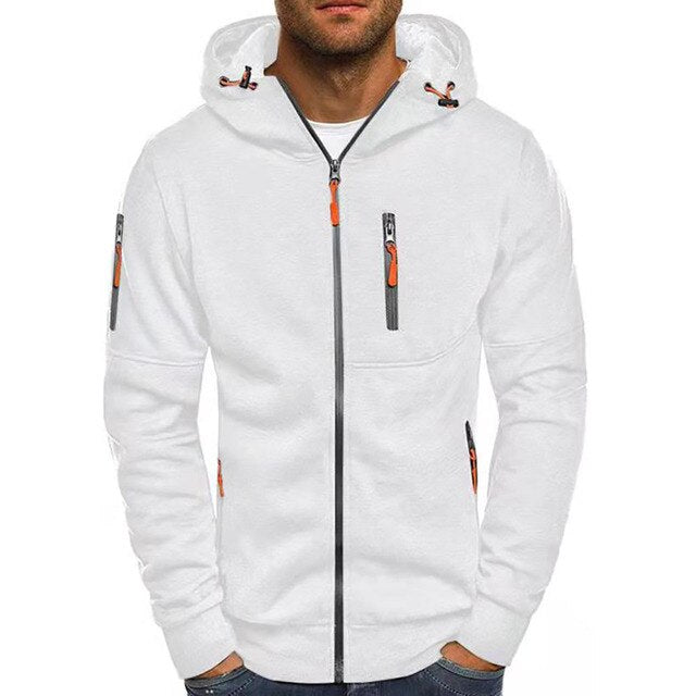 Felpa con cappuccio e zip, con tasche con zip a contrasto, da uomo