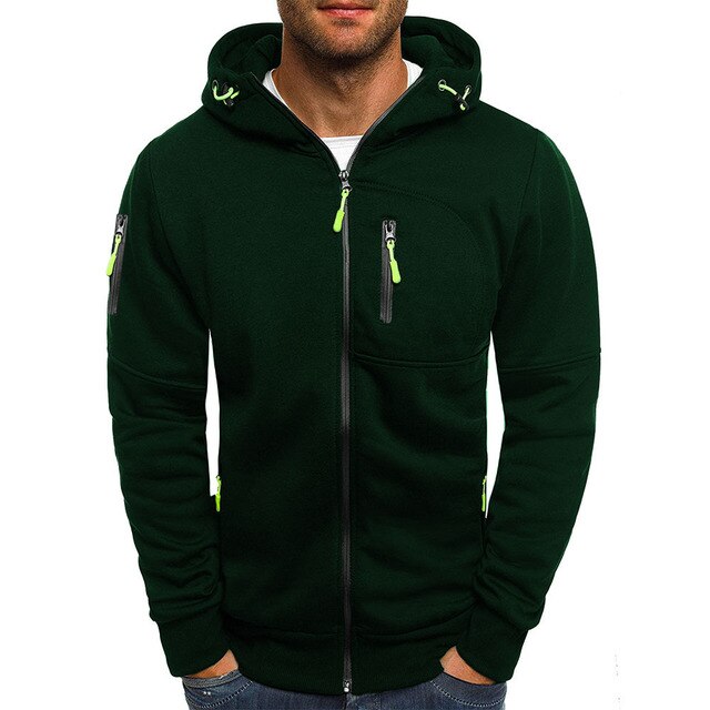 Felpa con cappuccio e zip, con tasche con zip a contrasto, da uomo
