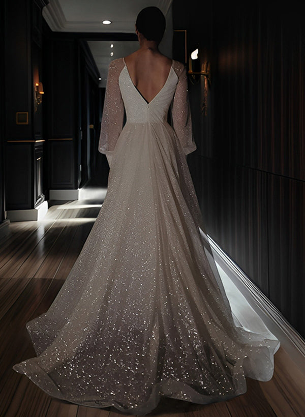 Robe De Mariée Pour Invitée Blanche À Paillettes Pour Femmes | Maxi