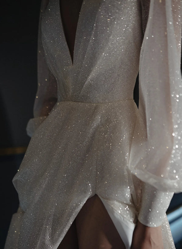 Robe De Mariée Pour Invitée Blanche À Paillettes Pour Femmes | Maxi
