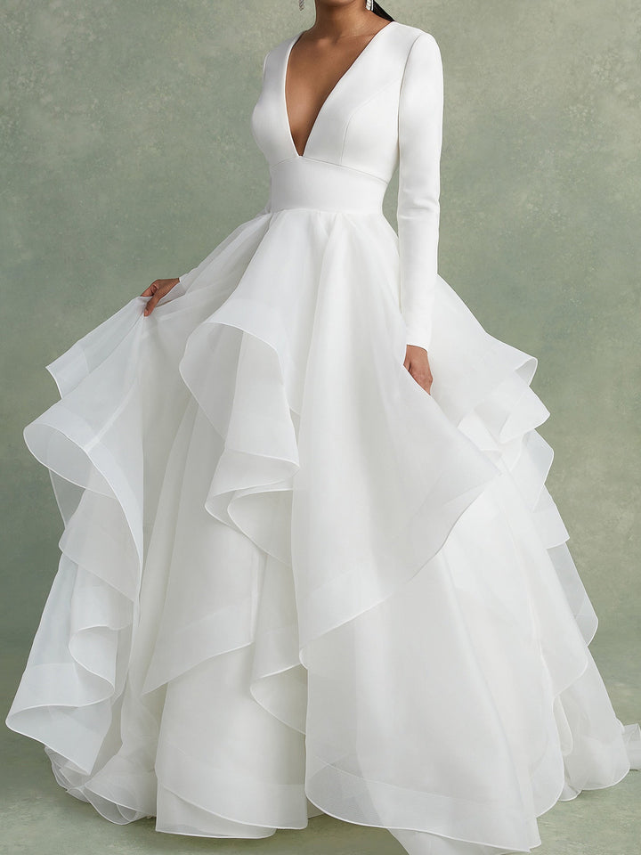 Robe De Mariée Pour Invitée Blanche À Volants Pour Femme | Maxi