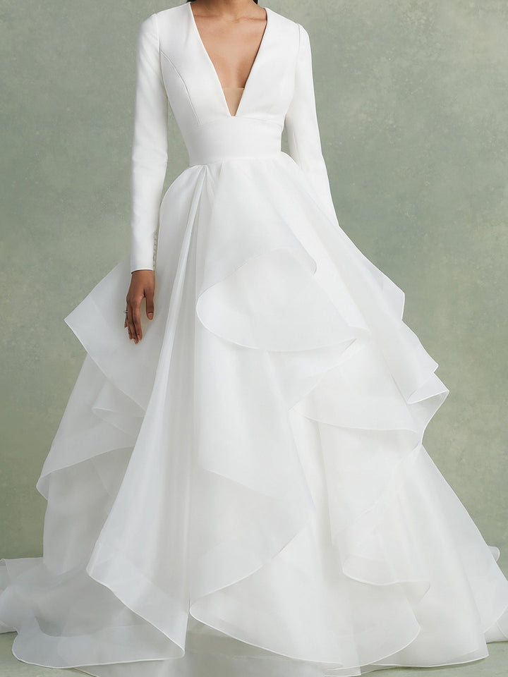 Robe De Mariée Pour Invitée Blanche À Volants Pour Femme | Maxi