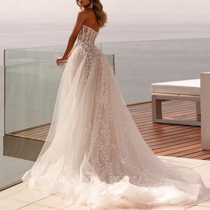 Robe De Mariée Pour Invitée Blanche Sans Bretelles À Fleurs Pour Femmes | Maxi