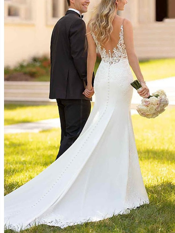 Robe De Mariée Pour Invitée Blanche Sirène Pour Femme | Maxi
