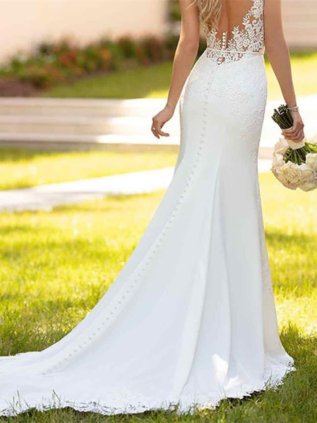 Robe De Mariée Pour Invitée Blanche Sirène Pour Femme | Maxi