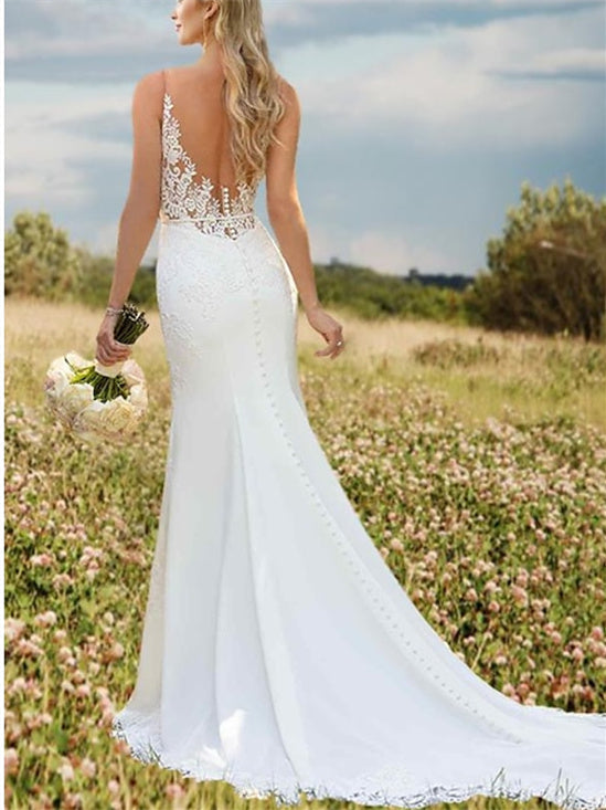 Robe De Mariée Pour Invitée Blanche Sirène Pour Femme | Maxi