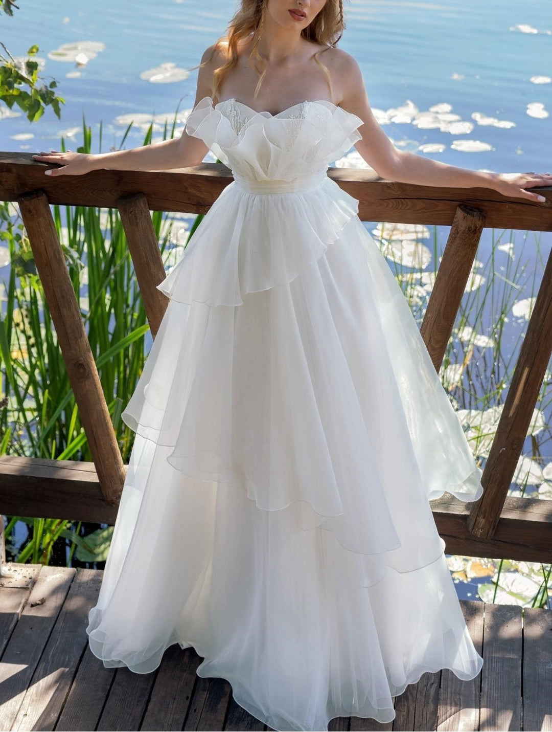 Robe De Mariée Pour Invitée Blanche À Volants Pour Femmes | Maxi