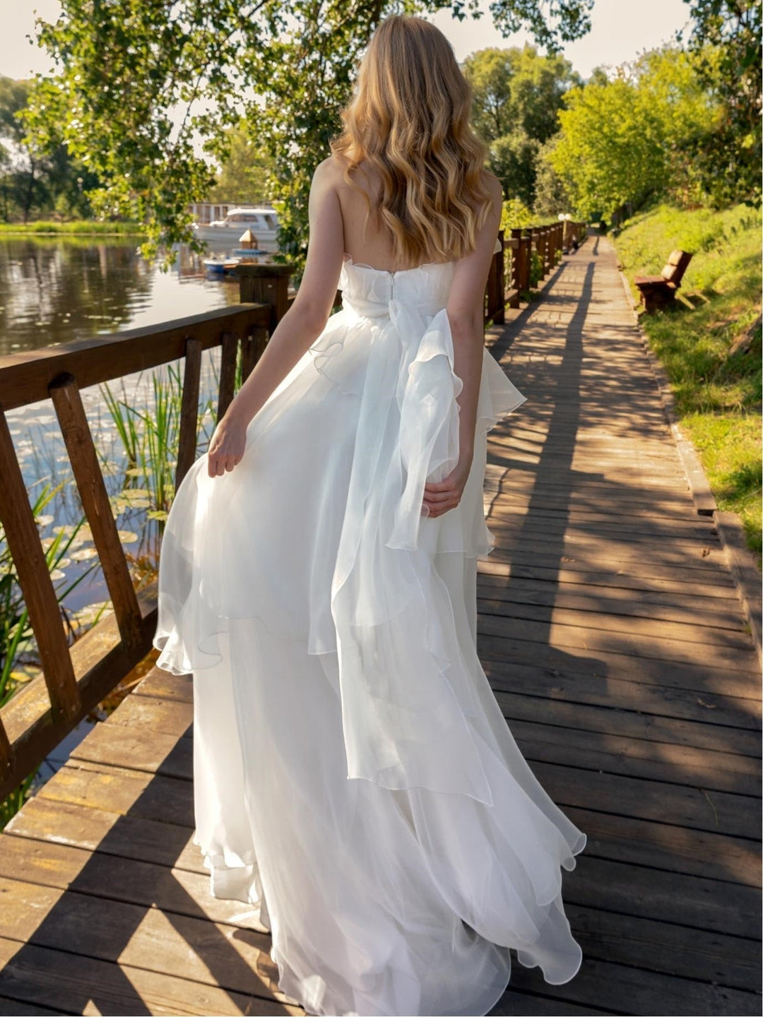 Robe De Mariée Pour Invitée Blanche À Volants Pour Femmes | Maxi