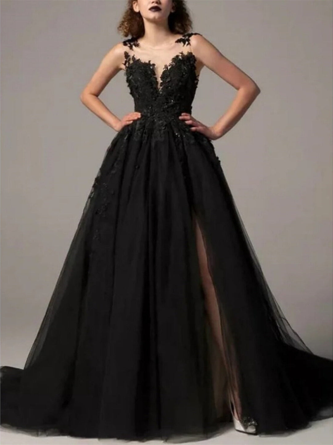 Robe De Mariée Pour Invitée Sans Manches Noire Pour Femme | Maxi