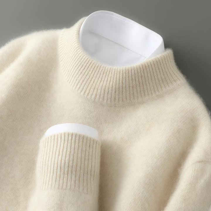 Maglione da uomo in cashmere con girocollo e finiture a coste