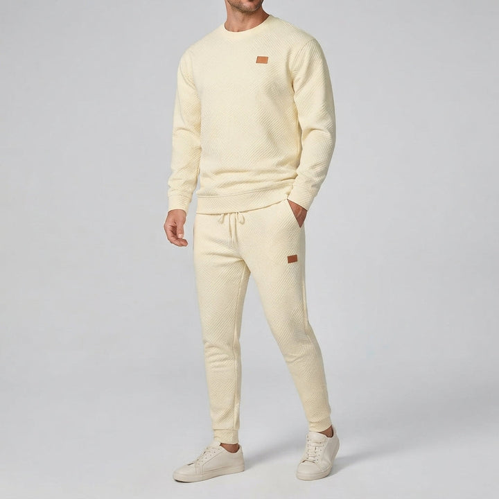 Heren-sweatset met ronde hals, lange mouwen en joggerbroek met trekkoord