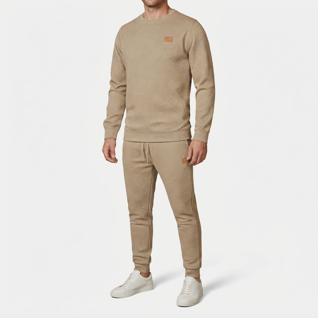 Heren-sweatset met ronde hals, lange mouwen en joggerbroek met trekkoord