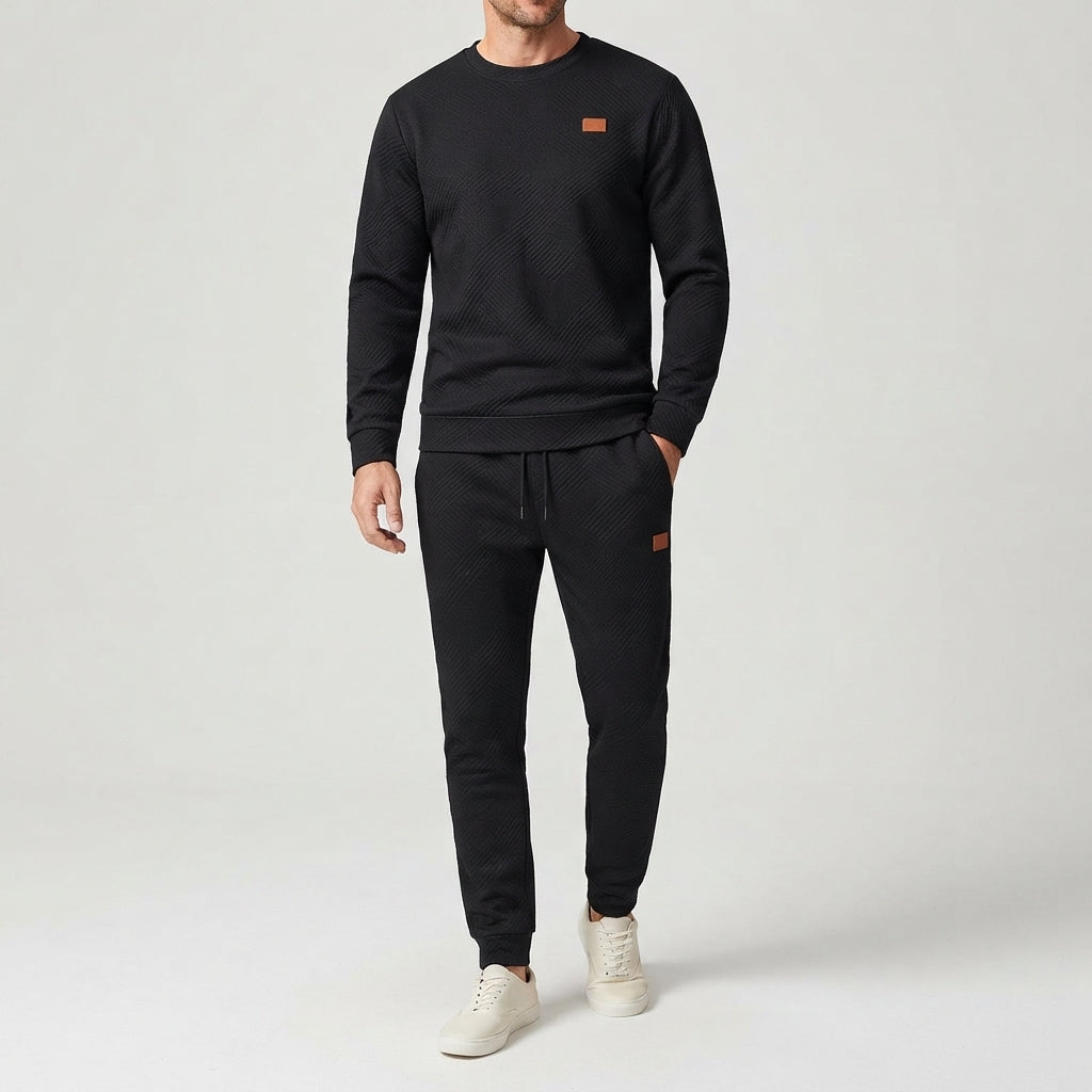 Heren-sweatset met ronde hals, lange mouwen en joggerbroek met trekkoord