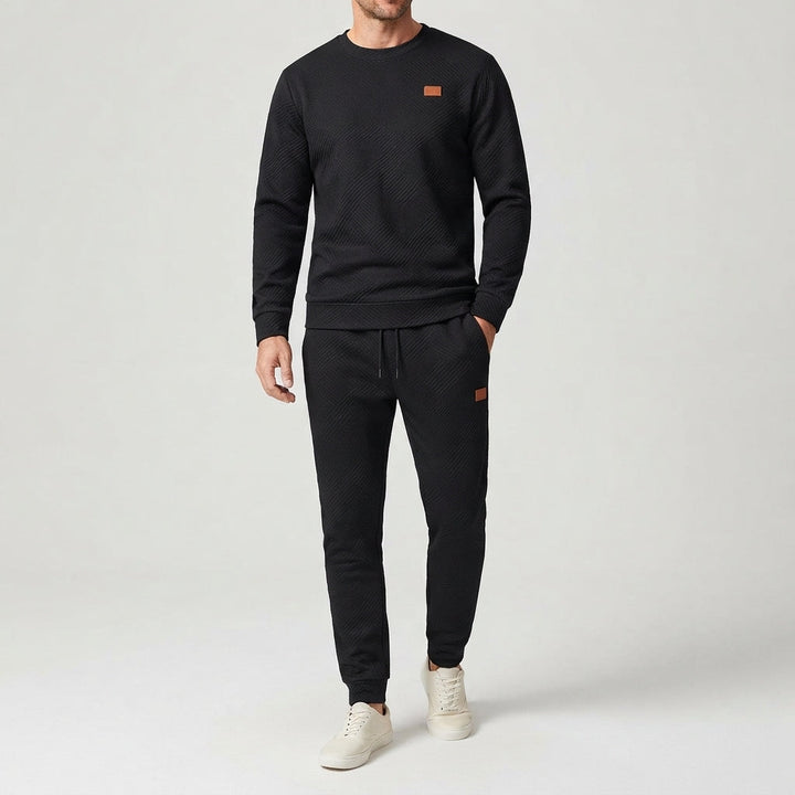 Heren-sweatset met ronde hals, lange mouwen en joggerbroek met trekkoord