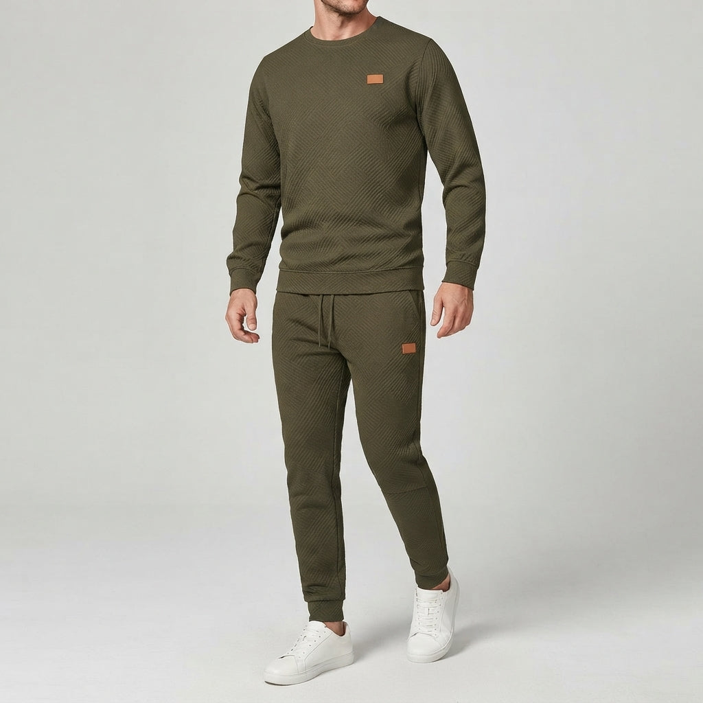 Heren-sweatset met ronde hals, lange mouwen en joggerbroek met trekkoord