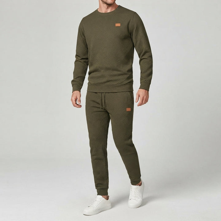 Heren-sweatset met ronde hals, lange mouwen en joggerbroek met trekkoord
