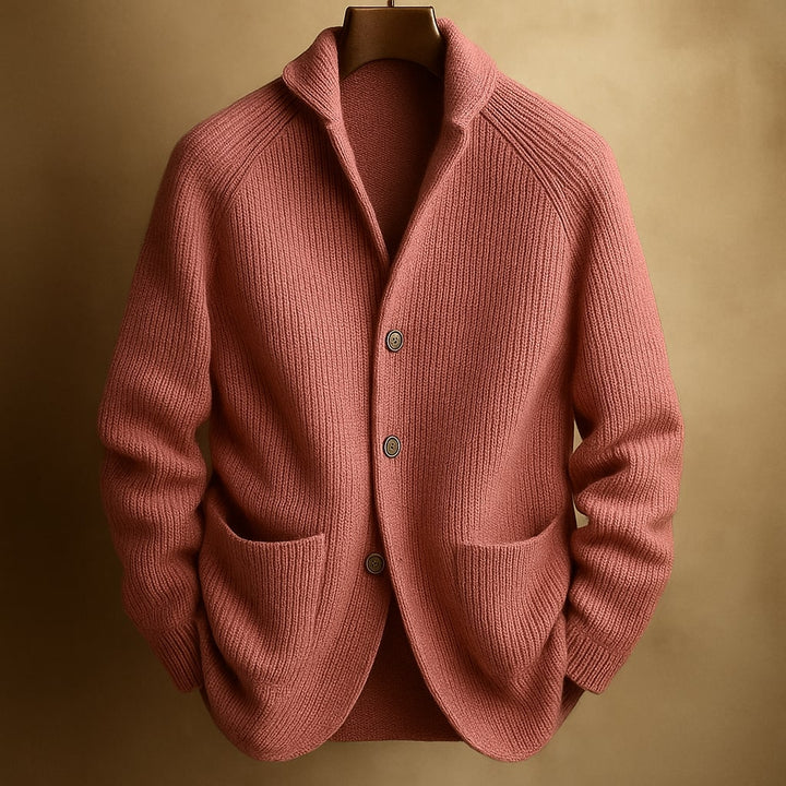 Gilet da uomo in maglia abbottonato con collo strutturato e vestibilità casual