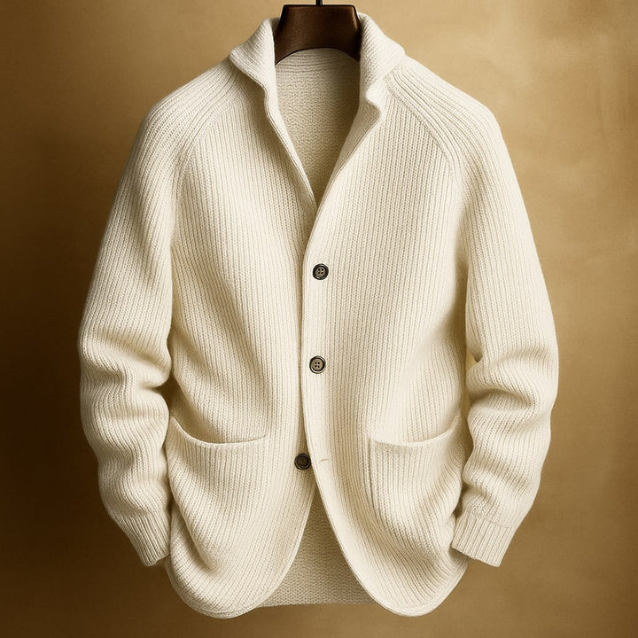 Gilet da uomo in maglia abbottonato con collo strutturato e vestibilità casual