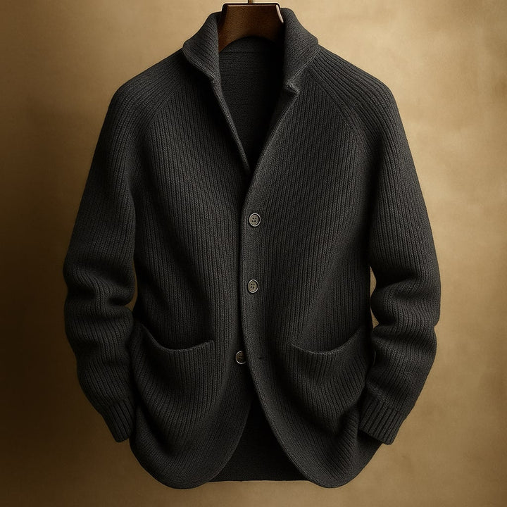 Gilet da uomo in maglia abbottonato con collo strutturato e vestibilità casual
