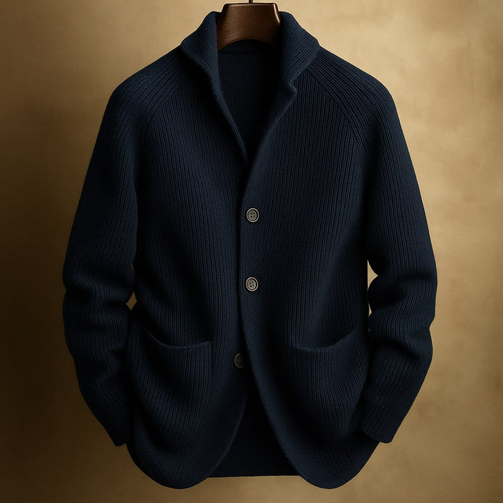 Gilet da uomo in maglia abbottonato con collo strutturato e vestibilità casual
