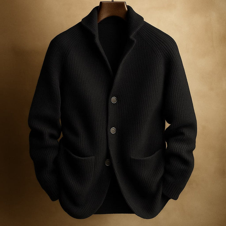 Gilet da uomo in maglia abbottonato con collo strutturato e vestibilità casual