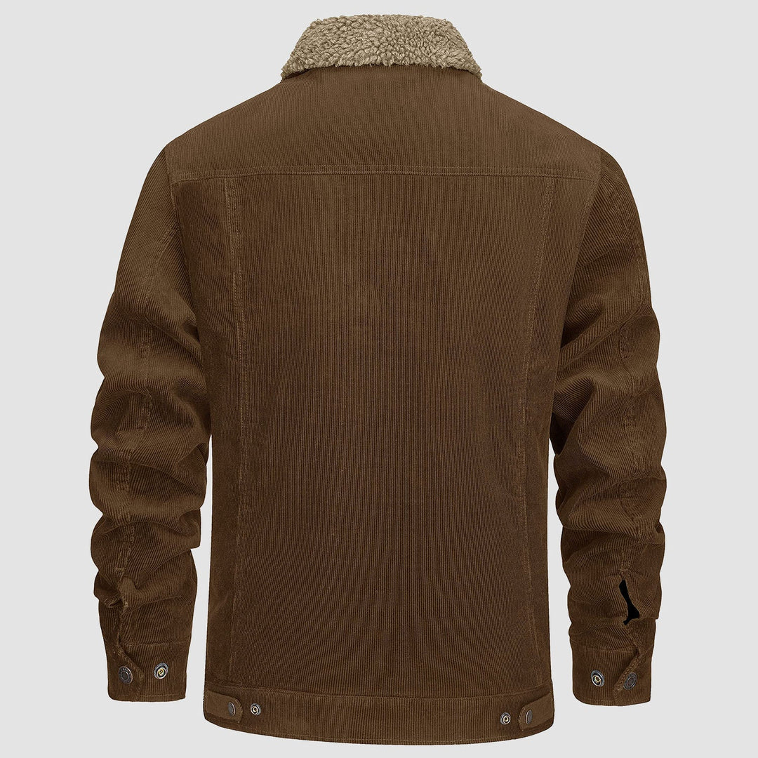 Veste en Velours Côtelé Homme Doublée Sherpa Boutons Pression