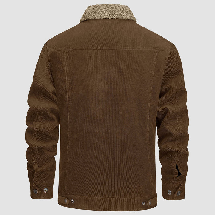 Veste en Velours Côtelé Homme Doublée Sherpa Boutons Pression