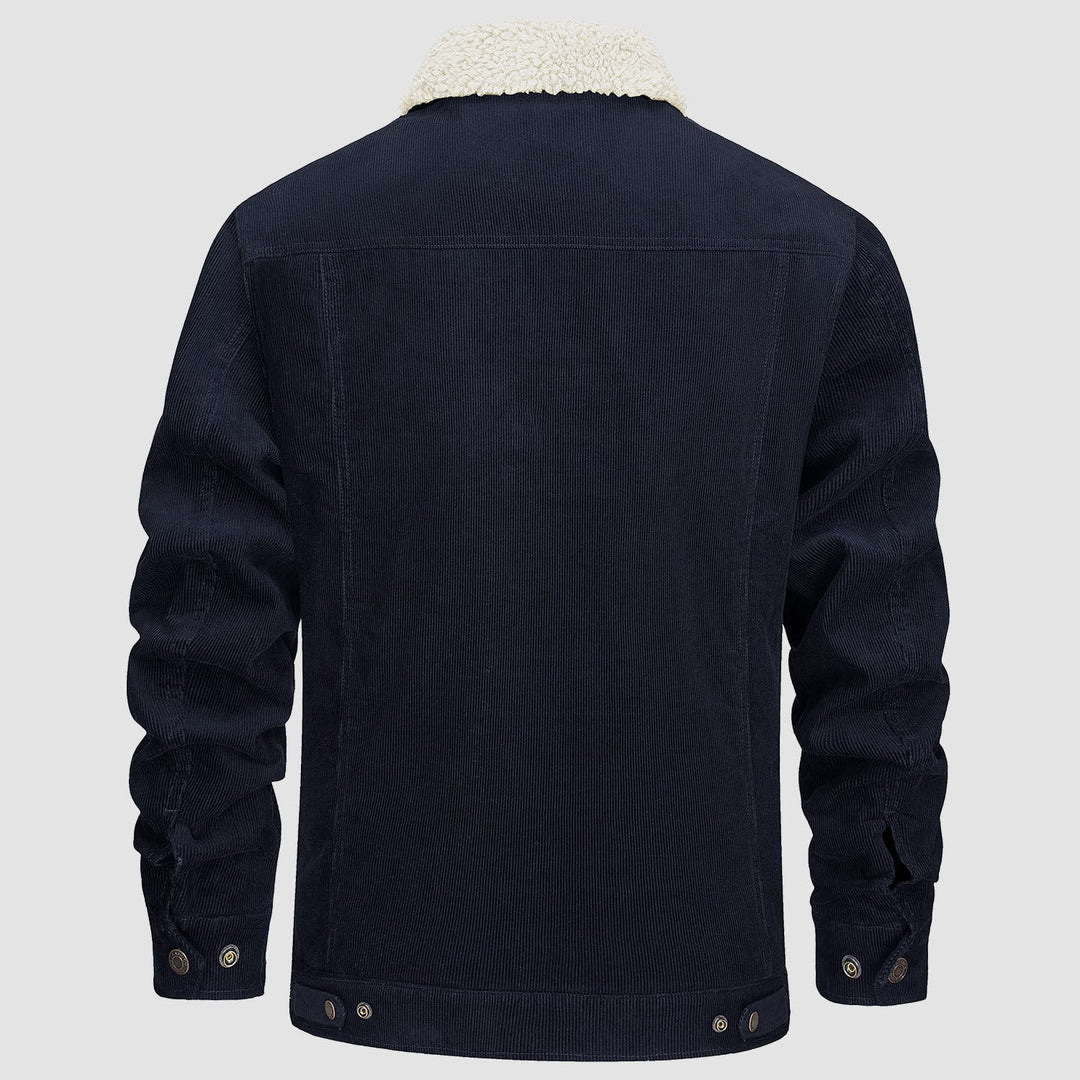 Veste en Velours Côtelé Homme Doublée Sherpa Boutons Pression