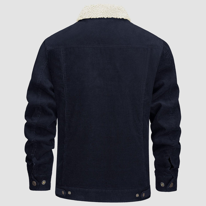 Veste en Velours Côtelé Homme Doublée Sherpa Boutons Pression