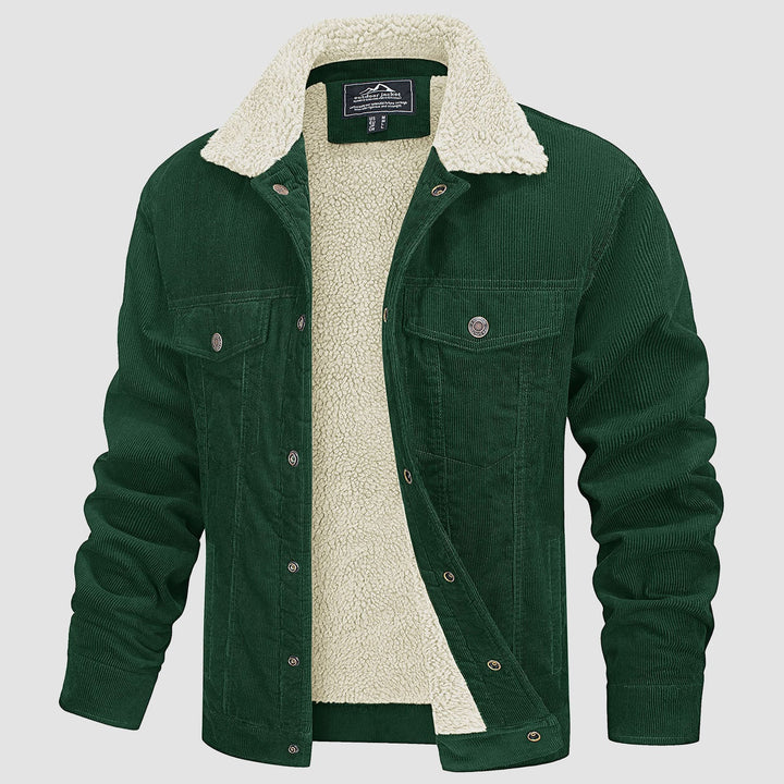Veste en Velours Côtelé Homme Doublée Sherpa Boutons Pression