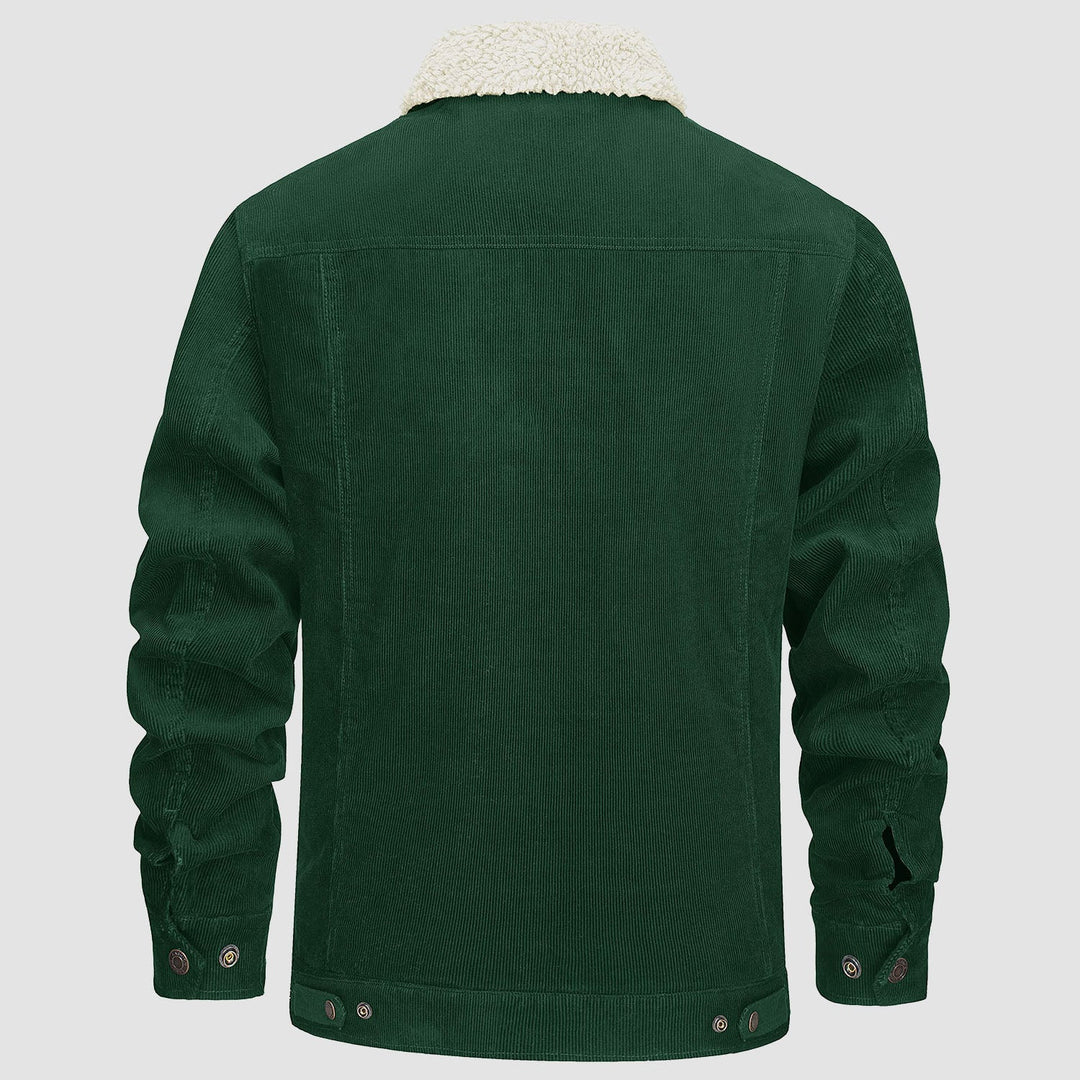 Veste en Velours Côtelé Homme Doublée Sherpa Boutons Pression