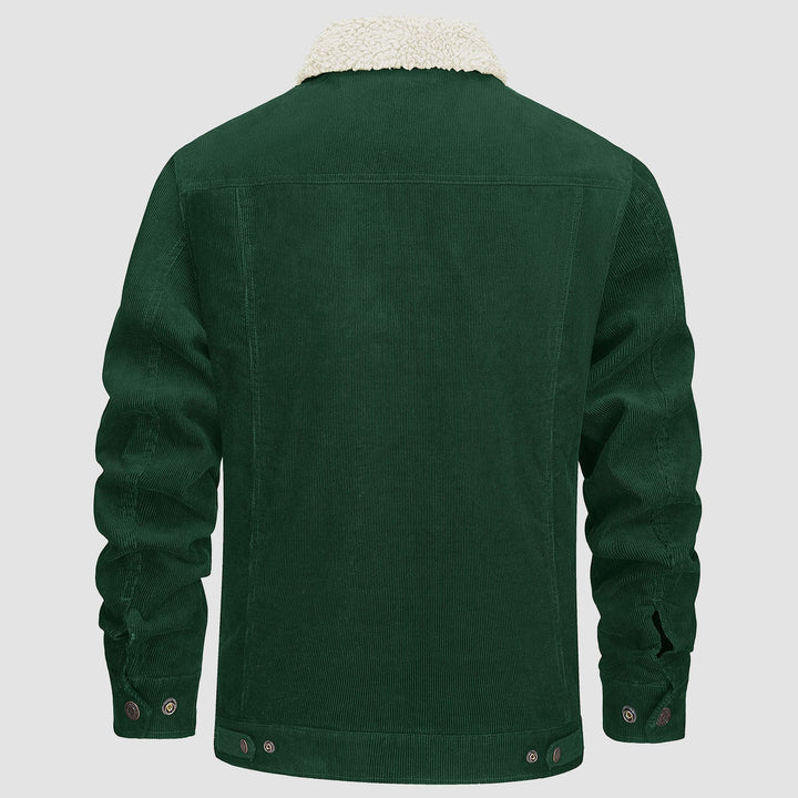 Veste en Velours Côtelé Homme Doublée Sherpa Boutons Pression
