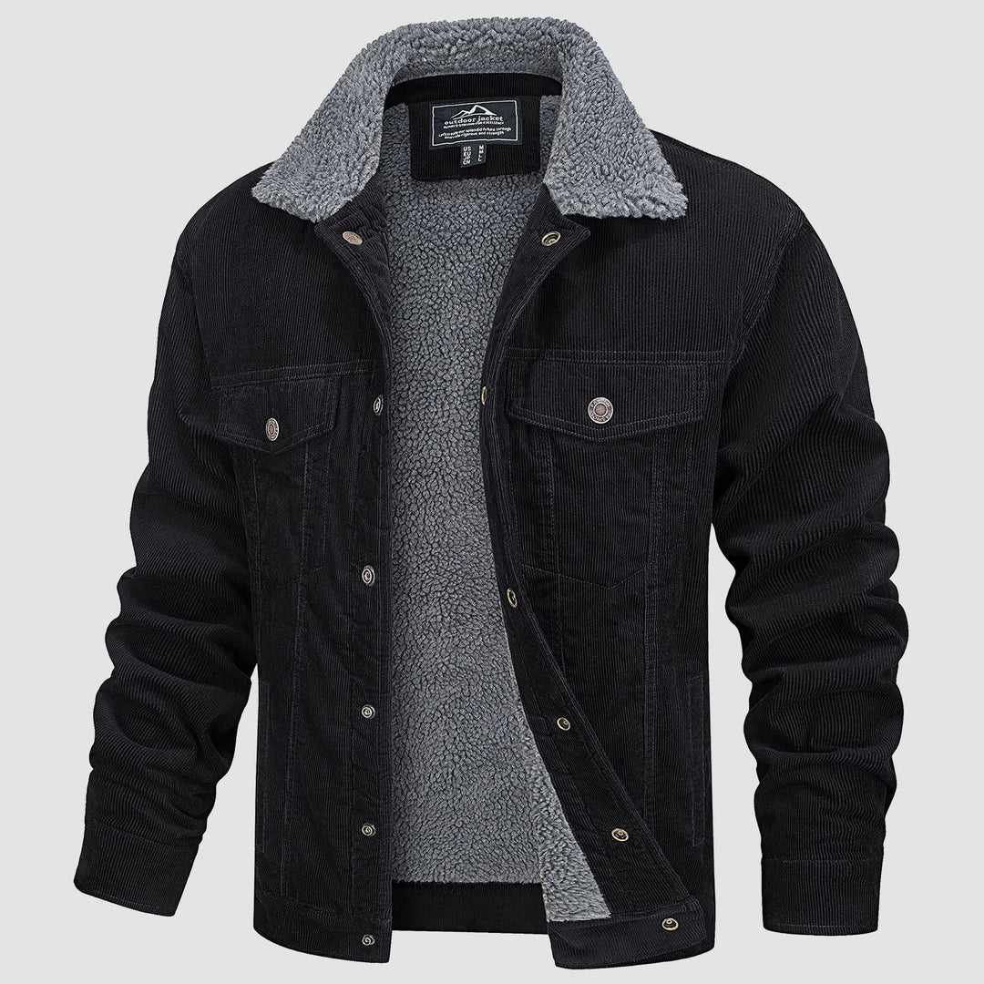 Veste en Velours Côtelé Homme Doublée Sherpa Boutons Pression