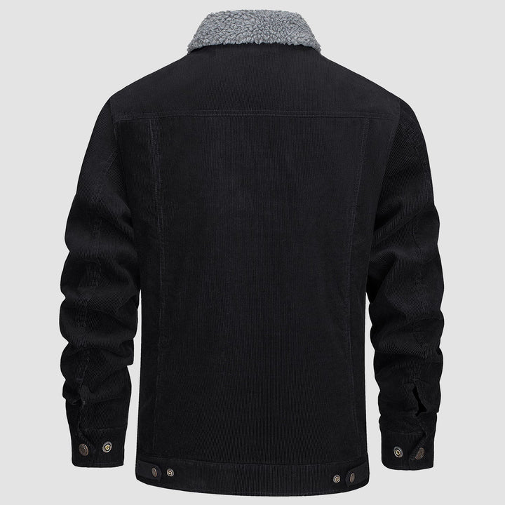 Veste en Velours Côtelé Homme Doublée Sherpa Boutons Pression