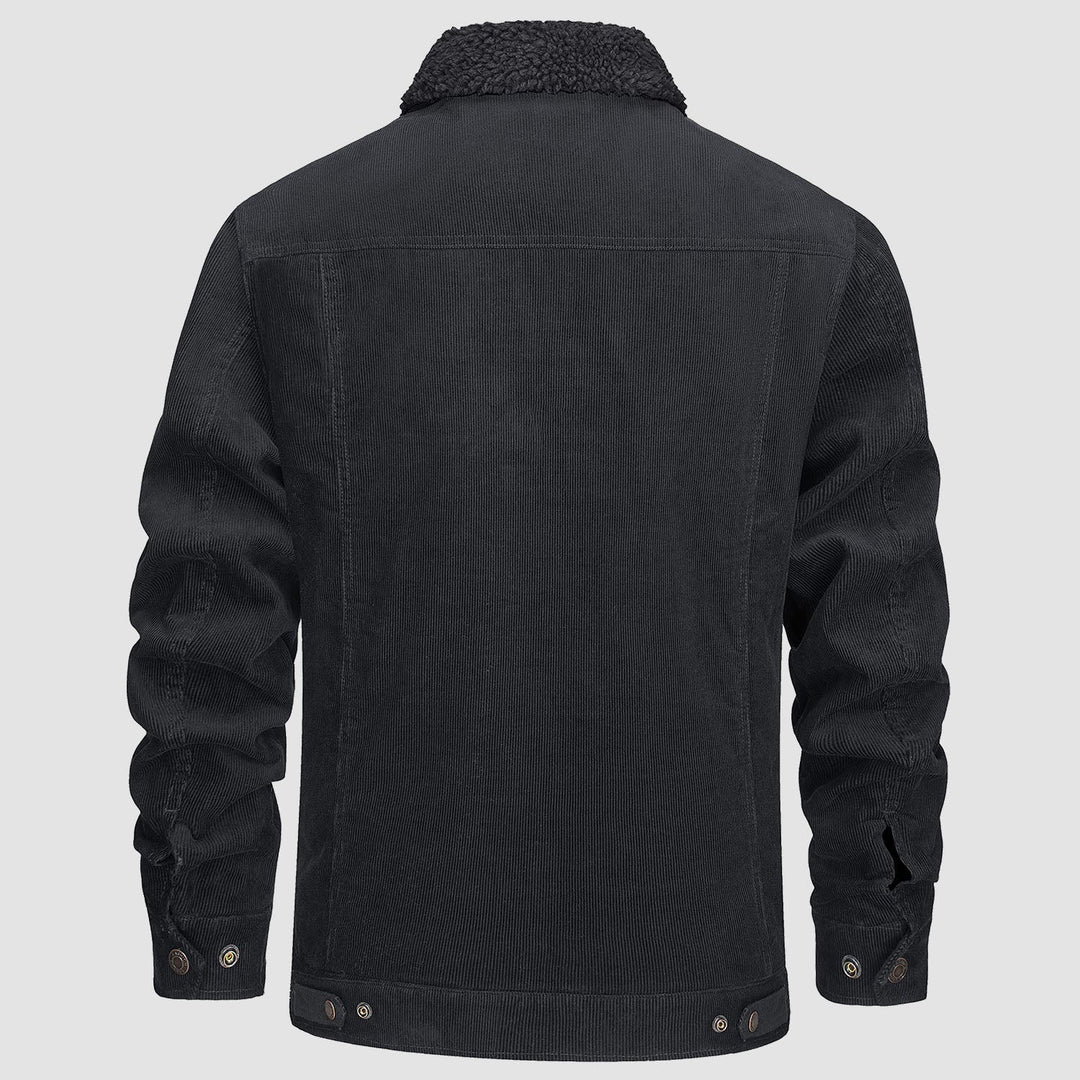 Veste en Velours Côtelé Homme Doublée Sherpa Boutons Pression
