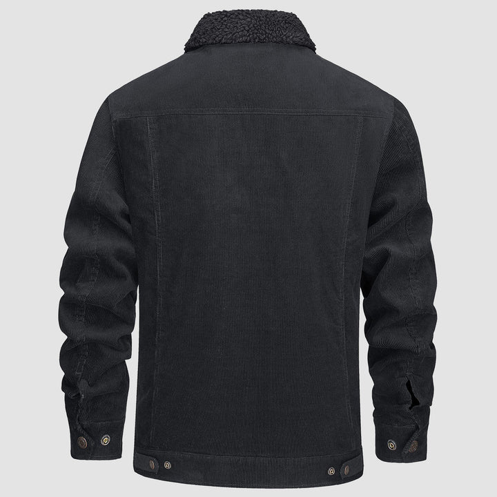 Veste en Velours Côtelé Homme Doublée Sherpa Boutons Pression
