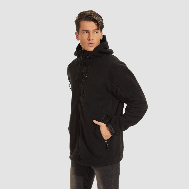 Men's Tactical Zip-Up Fleece Hooded Jacket