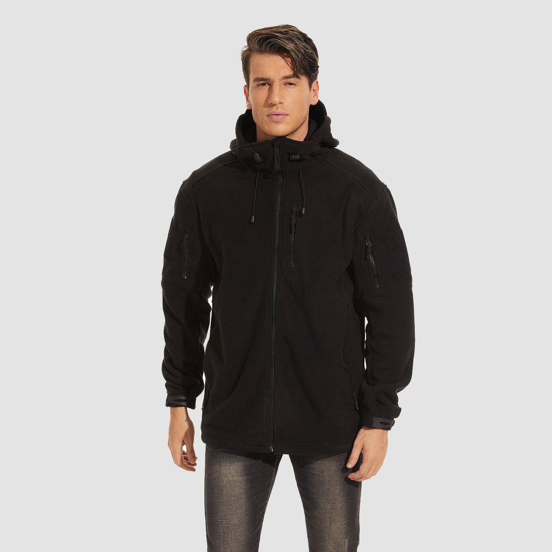 Men's Tactical Zip-Up Fleece Hooded Jacket