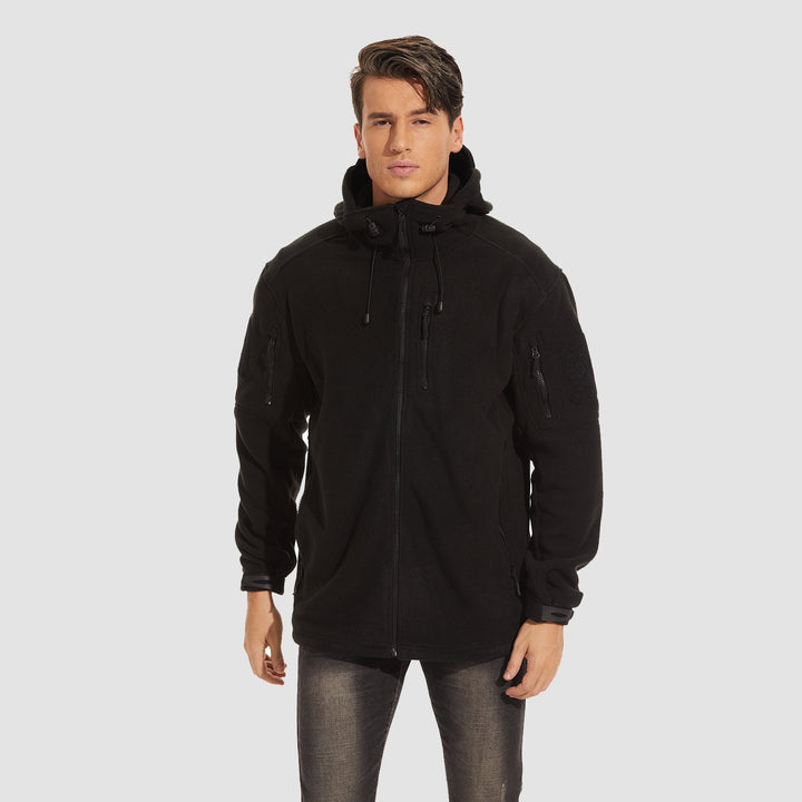 Men's Tactical Zip-Up Fleece Hooded Jacket