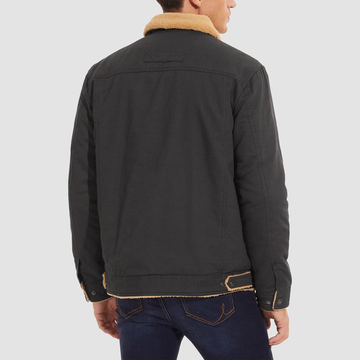 Giacca trucker da uomo foderata in sherpa con colletto risvoltato