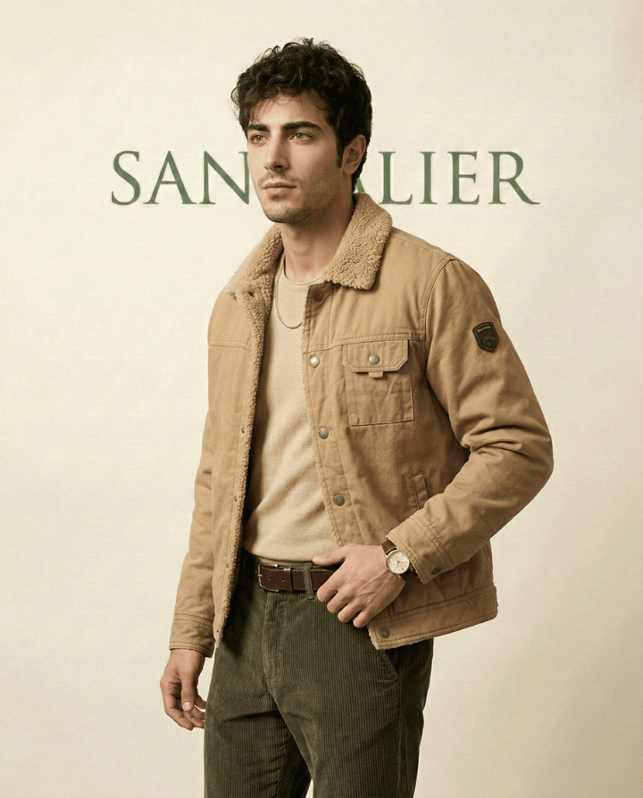 Veste en Jean Homme Doublée Sherpa Col Rabattu