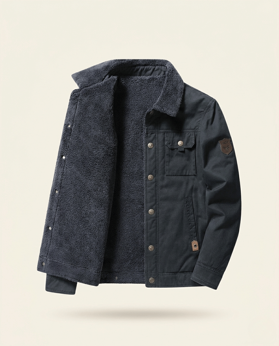 Veste en Jean Homme Doublée Sherpa Col Rabattu