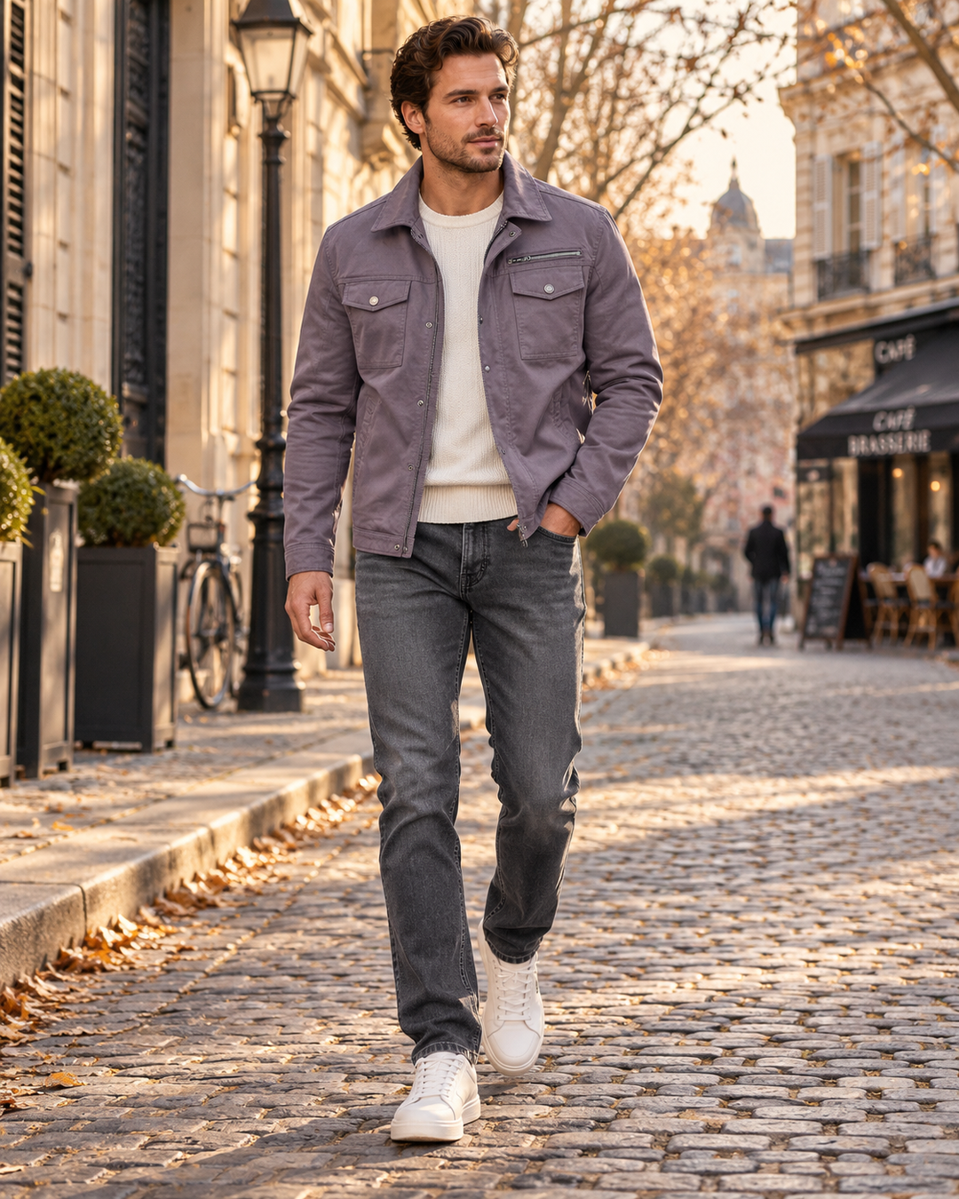 Giacca militare da uomo - cotone twill multi-tasche, cerniera e bottoni a pressione