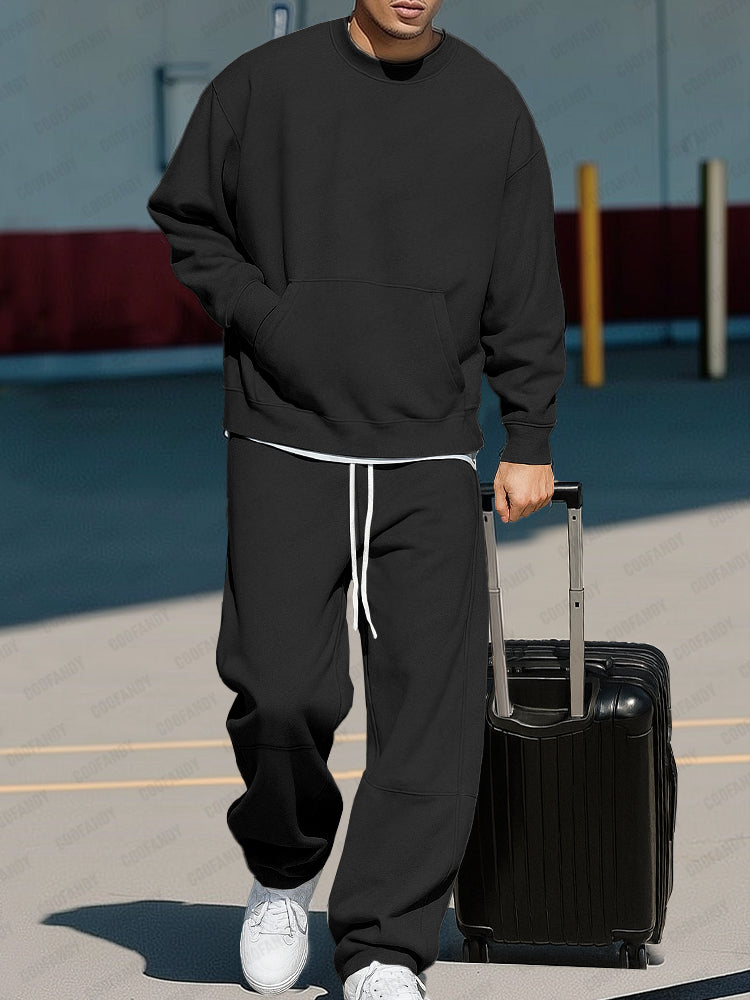 Ensemble Sweat Homme Col Rond Poche Kangourou Et Jogger
